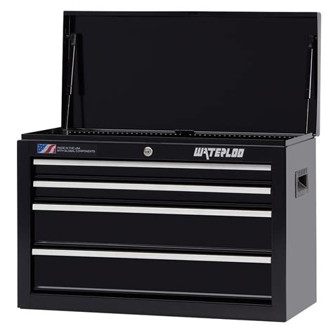 4 drawer waterloo steel tool cabinet|Waterloo Shop Rolling Tool Cabinet, 4 Drawer, Black, Steel, 26 in .